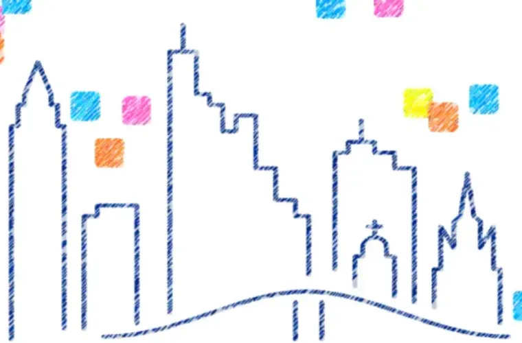 Logo der Meetup-Gruppe Domain Driven Design Meetup RheinMain mit gezeichneter Frankfurter Skyline