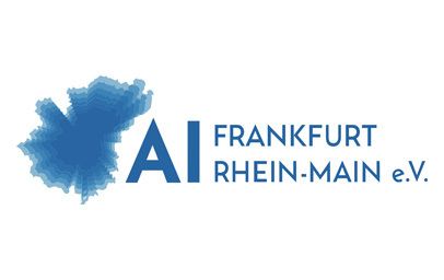 Logo von "AI Frankfurt Rhein-Main e.V.". Auf der linken Seite ist eine stilisierte blaue Silhouette der Rhein-Main-Region zu sehen. Rechts daneben steht in blauer Schrift "AI FRANKFURT RHEIN-MAIN e.V.".